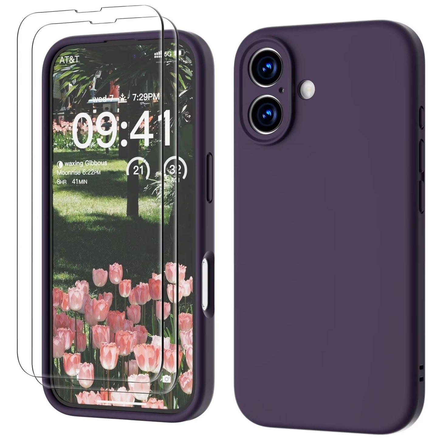 GOODVISH 3 IN 1 for iPhone 16 Case 6.1 inch, Upgraded Camera Protection, 2X HD Screen Protector, Liquid Silicone Anti-Scratch Shockproof Gel Rubber Anti-Fingerprint Phone Case Cover, Stone Grey