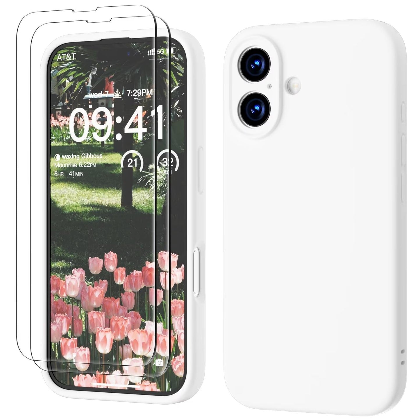 GOODVISH 3 IN 1 for iPhone 16 Case 6.1 inch, Upgraded Camera Protection, 2X HD Screen Protector, Liquid Silicone Anti-Scratch Shockproof Gel Rubber Anti-Fingerprint Phone Case Cover, Stone Grey