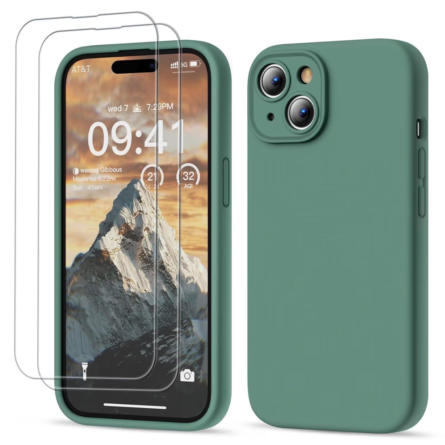 GOODVISH 3 IN 1 for iPhone 16 Case 6.1 inch, Upgraded Camera Protection, 2X HD Screen Protector, Liquid Silicone Anti-Scratch Shockproof Gel Rubber Anti-Fingerprint Phone Case Cover, Stone Grey