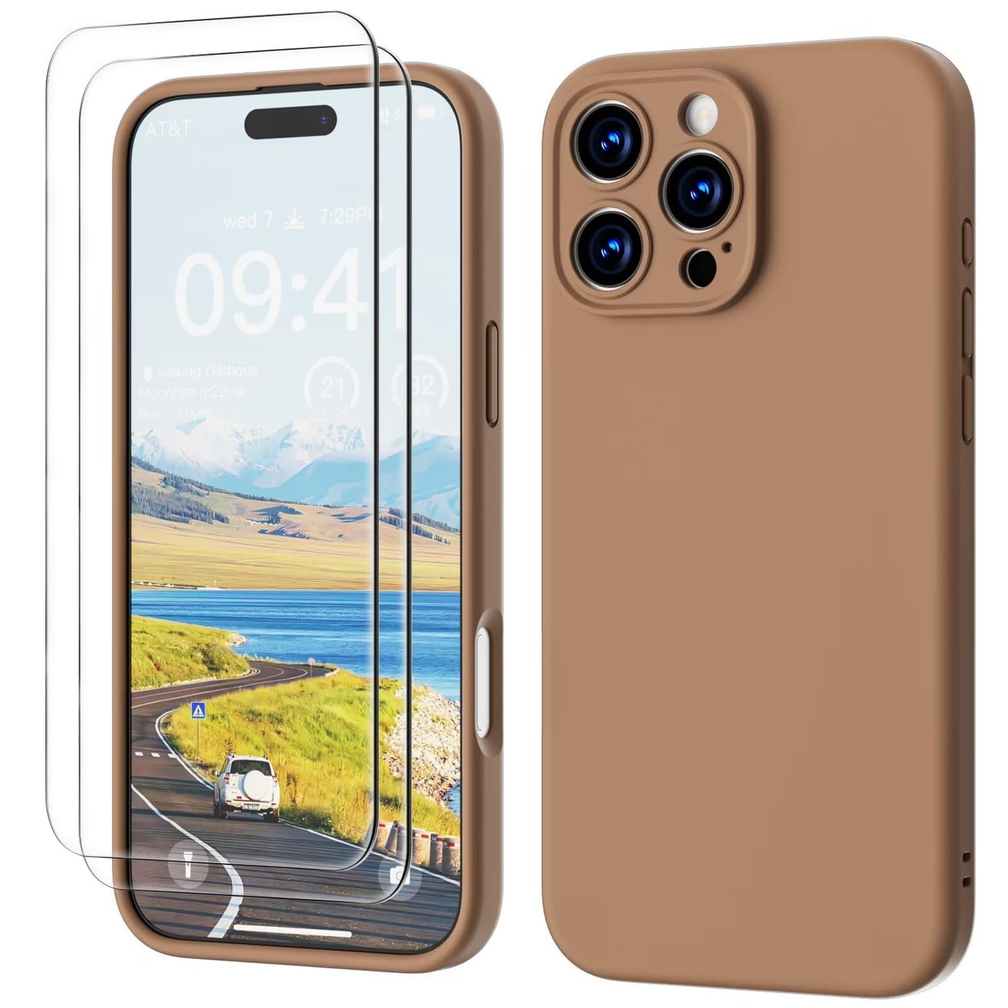GOODVISH 3 IN 1 for iPhone 16 Case 6.1 inch, Upgraded Camera Protection, 2X HD Screen Protector, Liquid Silicone Anti-Scratch Shockproof Gel Rubber Anti-Fingerprint Phone Case Cover, Stone Grey