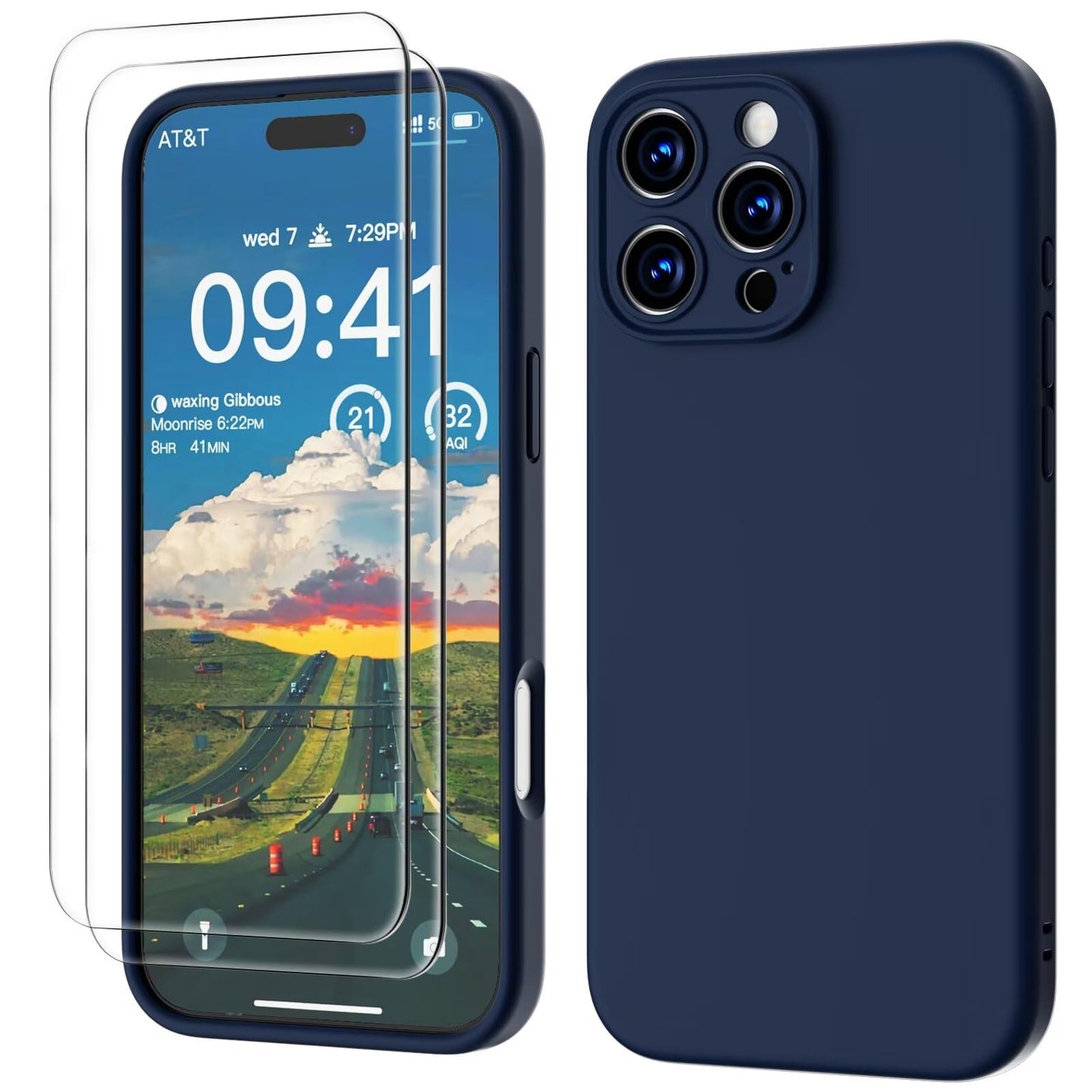 GOODVISH 3 IN 1 for iPhone 16 Case 6.1 inch, Upgraded Camera Protection, 2X HD Screen Protector, Liquid Silicone Anti-Scratch Shockproof Gel Rubber Anti-Fingerprint Phone Case Cover, Stone Grey