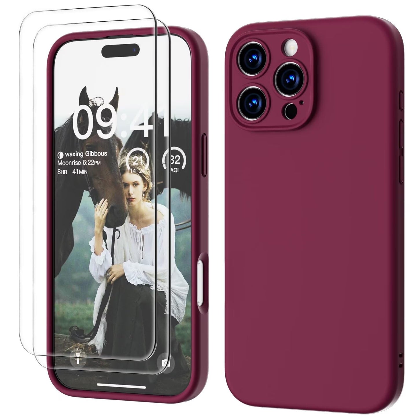GOODVISH 3 IN 1 for iPhone 16 Case 6.1 inch, Upgraded Camera Protection, 2X HD Screen Protector, Liquid Silicone Anti-Scratch Shockproof Gel Rubber Anti-Fingerprint Phone Case Cover, Stone Grey