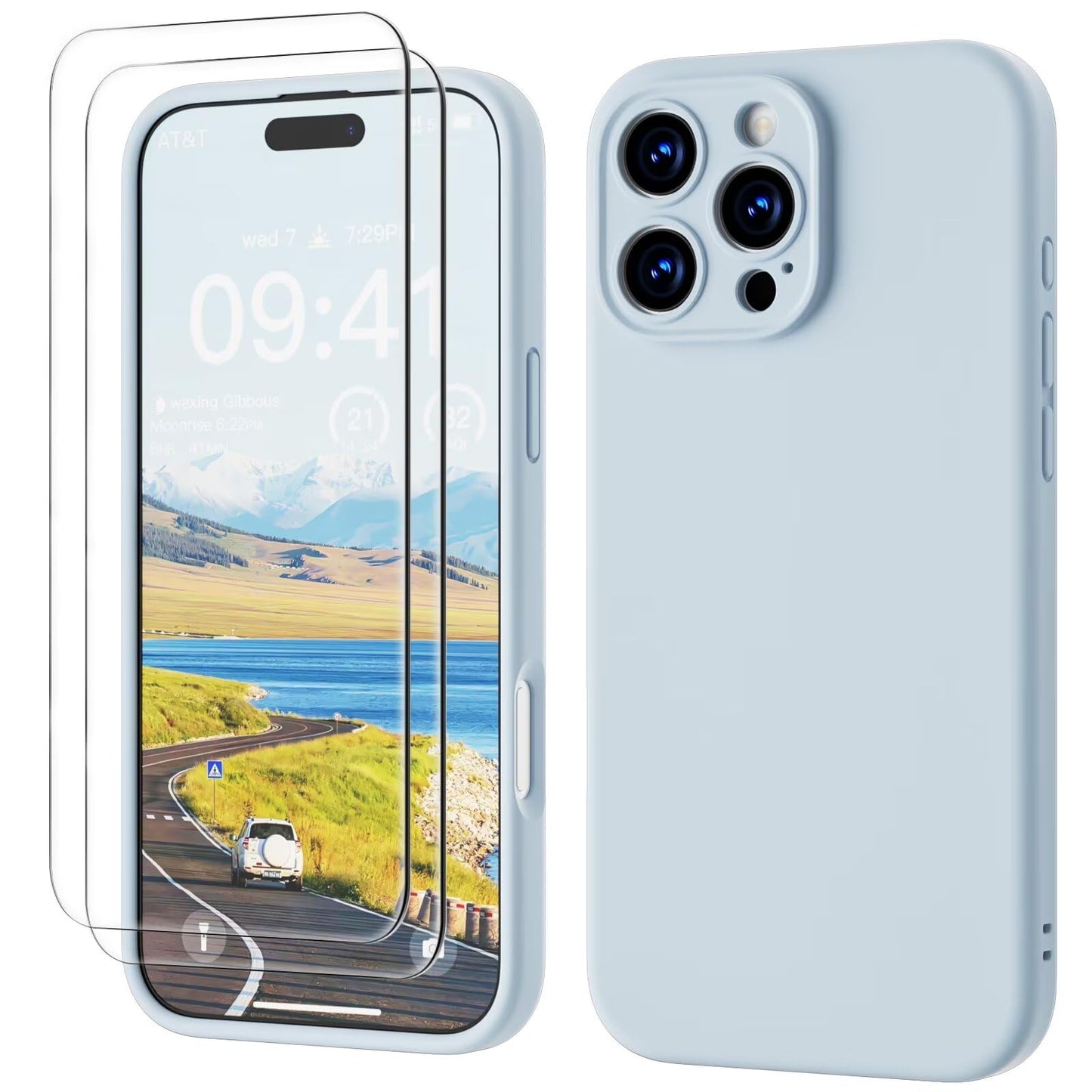 GOODVISH 3 IN 1 for iPhone 16 Case 6.1 inch, Upgraded Camera Protection, 2X HD Screen Protector, Liquid Silicone Anti-Scratch Shockproof Gel Rubber Anti-Fingerprint Phone Case Cover, Stone Grey