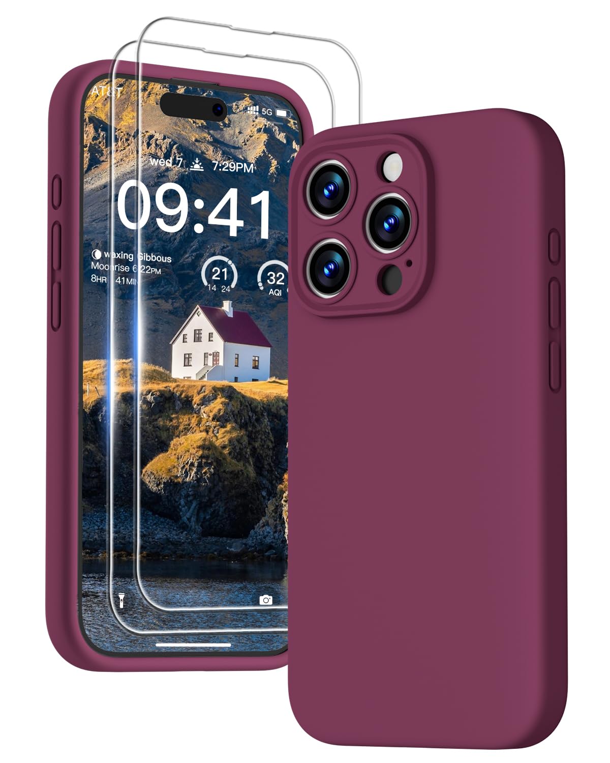 GOODVISH 3 IN 1 for iPhone 16 Case 6.1 inch, Upgraded Camera Protection, 2X HD Screen Protector, Liquid Silicone Anti-Scratch Shockproof Gel Rubber Anti-Fingerprint Phone Case Cover, Stone Grey