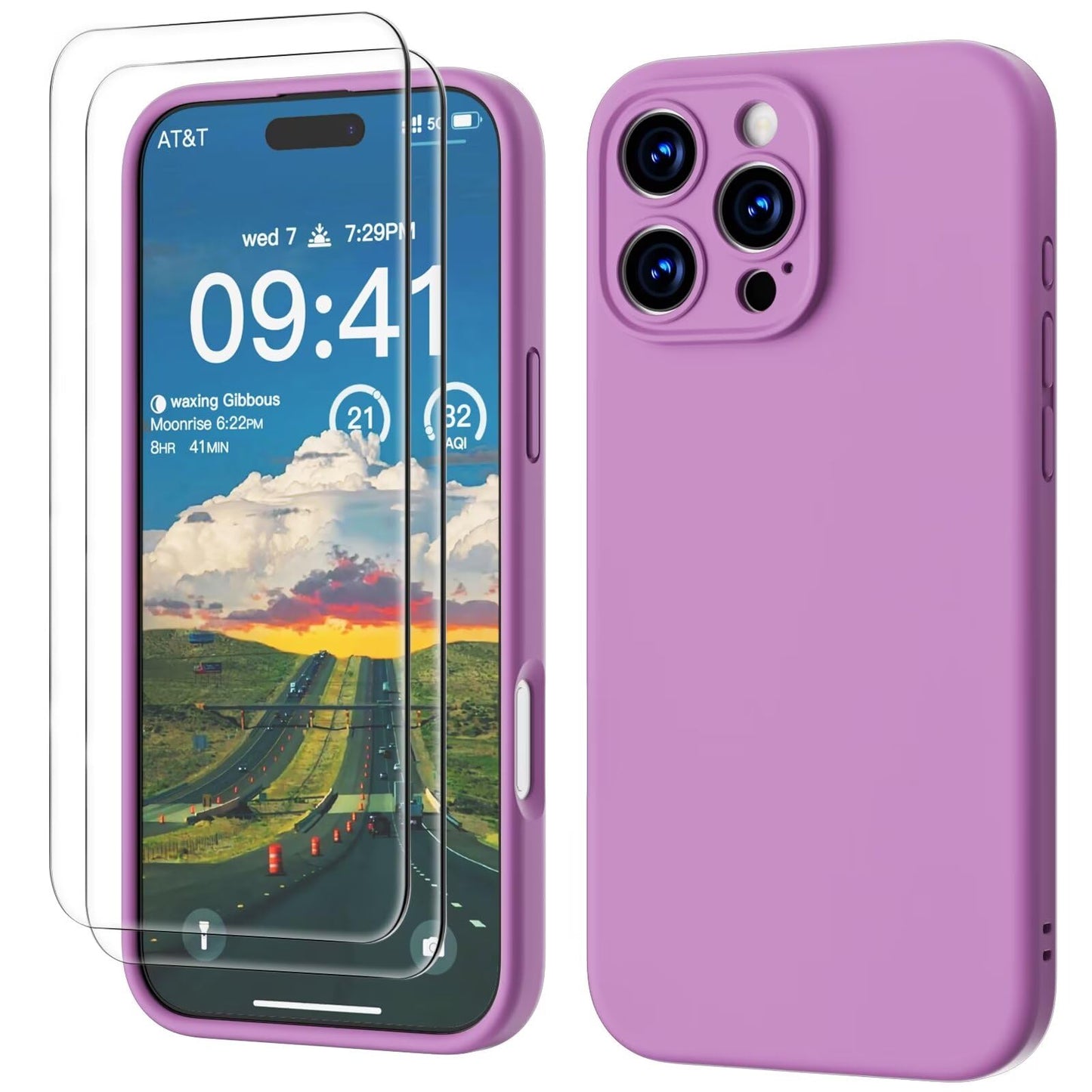 GOODVISH 3 IN 1 for iPhone 16 Case 6.1 inch, Upgraded Camera Protection, 2X HD Screen Protector, Liquid Silicone Anti-Scratch Shockproof Gel Rubber Anti-Fingerprint Phone Case Cover, Stone Grey