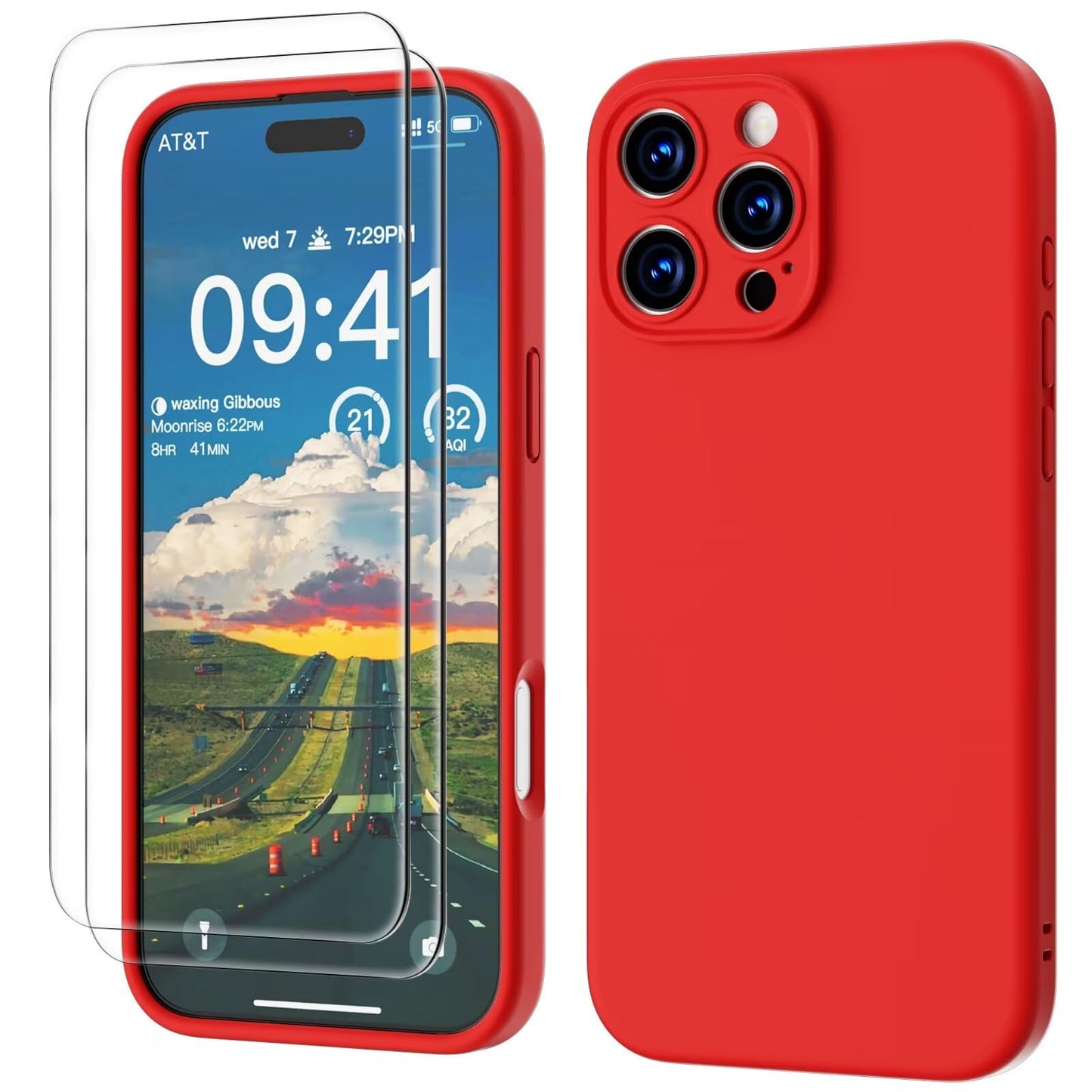 GOODVISH 3 IN 1 for iPhone 16 Case 6.1 inch, Upgraded Camera Protection, 2X HD Screen Protector, Liquid Silicone Anti-Scratch Shockproof Gel Rubber Anti-Fingerprint Phone Case Cover, Stone Grey