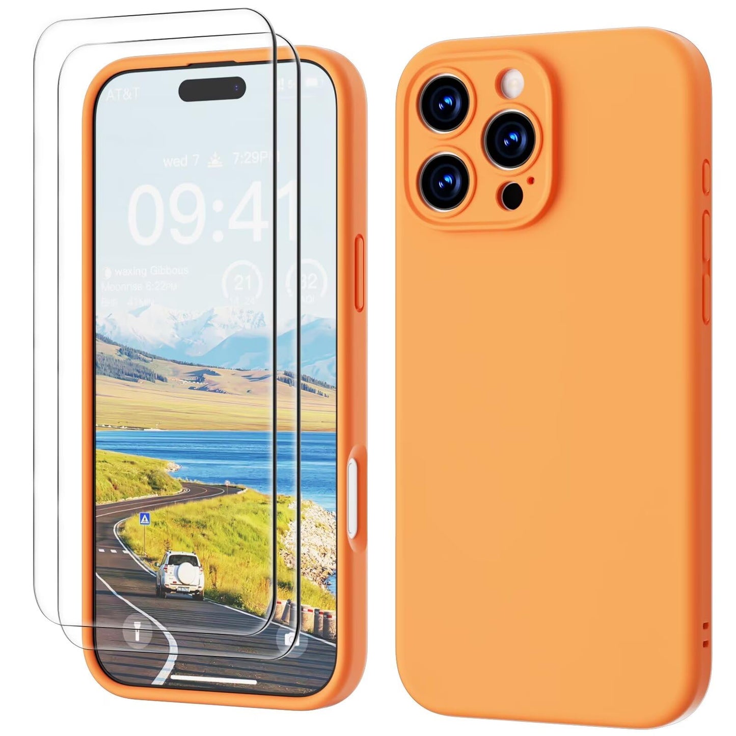 GOODVISH 3 IN 1 for iPhone 16 Case 6.1 inch, Upgraded Camera Protection, 2X HD Screen Protector, Liquid Silicone Anti-Scratch Shockproof Gel Rubber Anti-Fingerprint Phone Case Cover, Stone Grey
