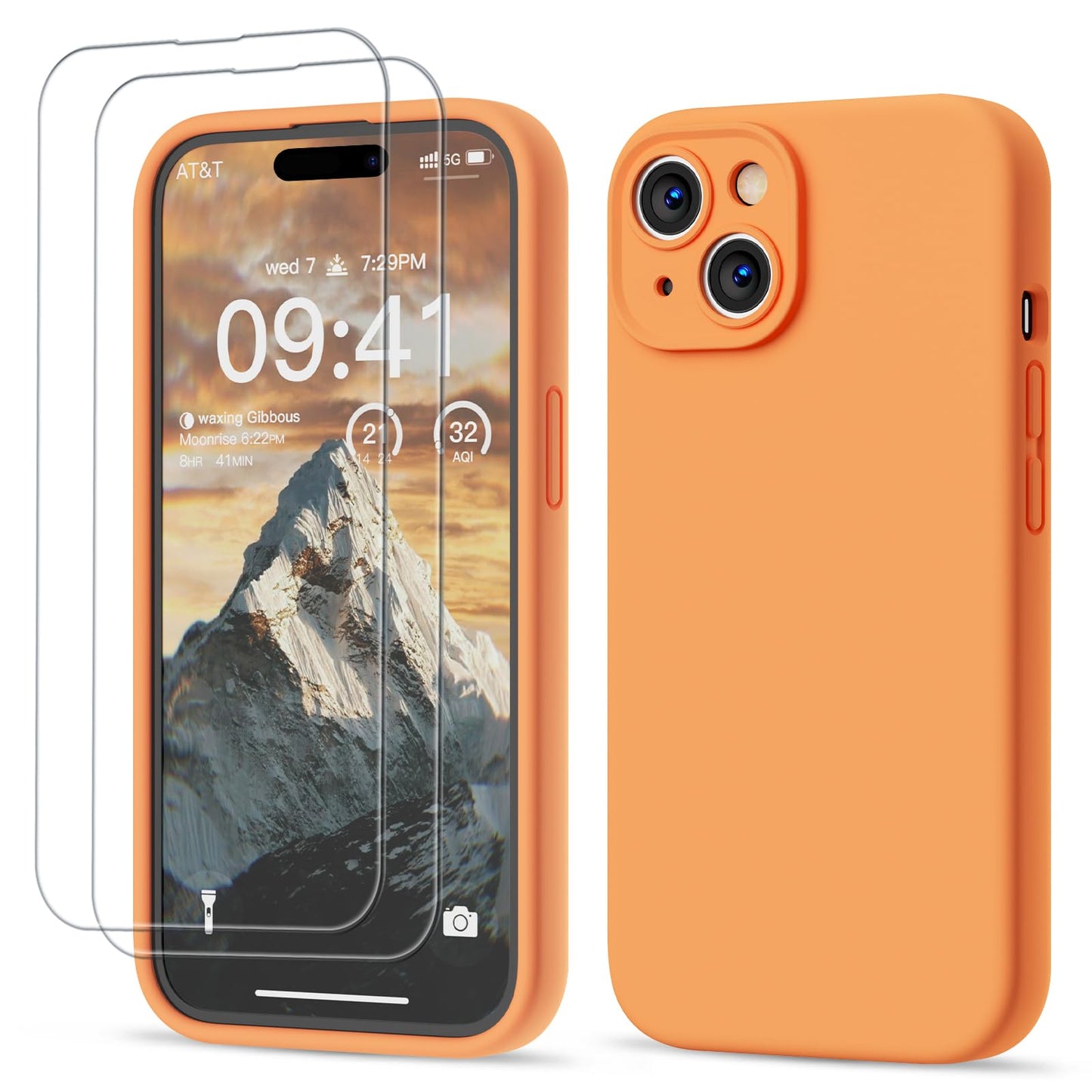 GOODVISH 3 IN 1 for iPhone 16 Case 6.1 inch, Upgraded Camera Protection, 2X HD Screen Protector, Liquid Silicone Anti-Scratch Shockproof Gel Rubber Anti-Fingerprint Phone Case Cover, Stone Grey