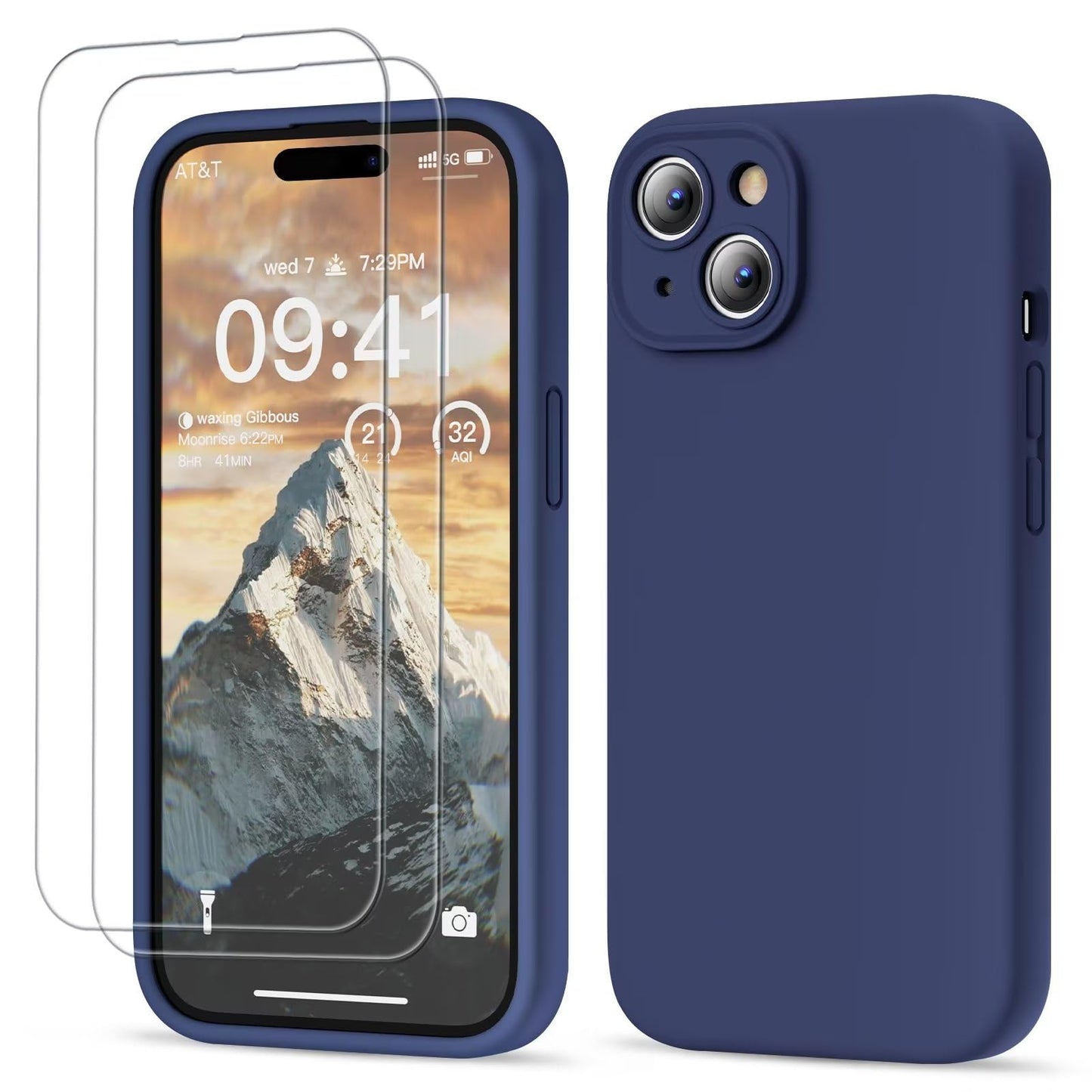 GOODVISH 3 IN 1 for iPhone 16 Case 6.1 inch, Upgraded Camera Protection, 2X HD Screen Protector, Liquid Silicone Anti-Scratch Shockproof Gel Rubber Anti-Fingerprint Phone Case Cover, Stone Grey