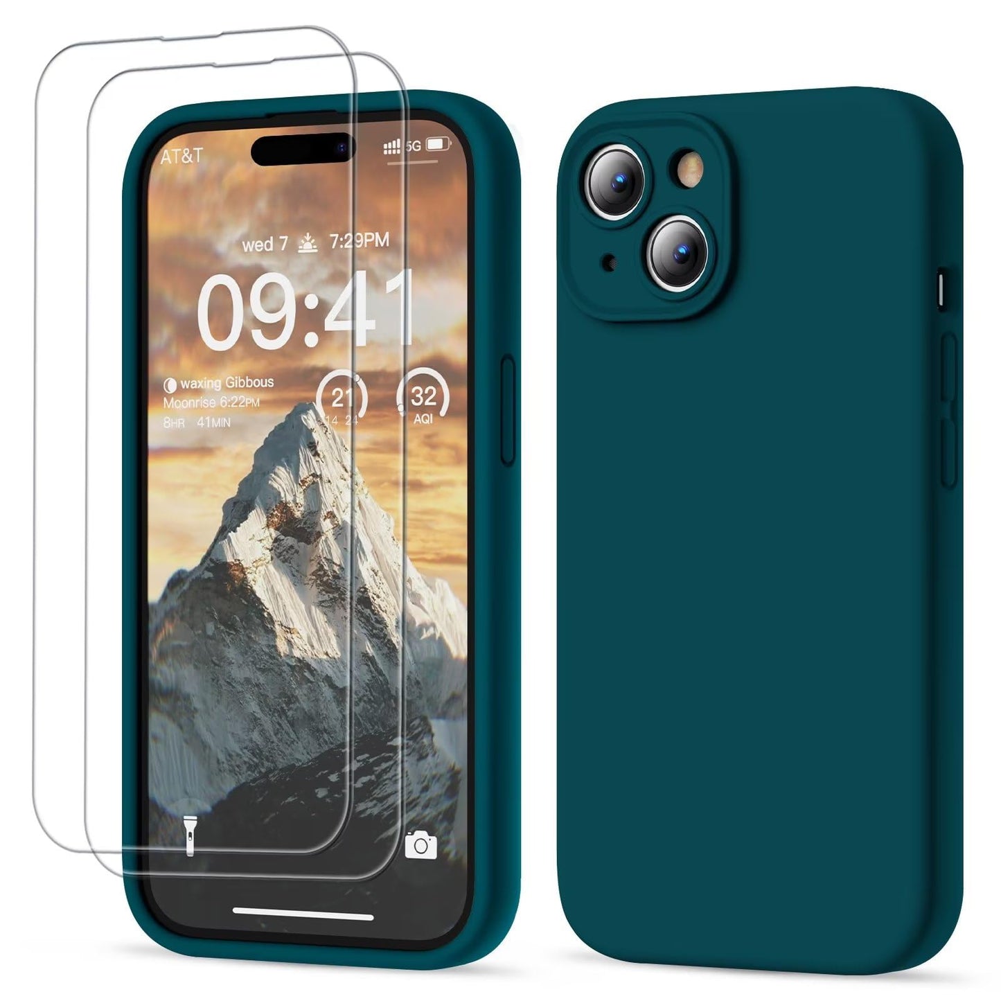 GOODVISH 3 IN 1 for iPhone 16 Case 6.1 inch, Upgraded Camera Protection, 2X HD Screen Protector, Liquid Silicone Anti-Scratch Shockproof Gel Rubber Anti-Fingerprint Phone Case Cover, Stone Grey