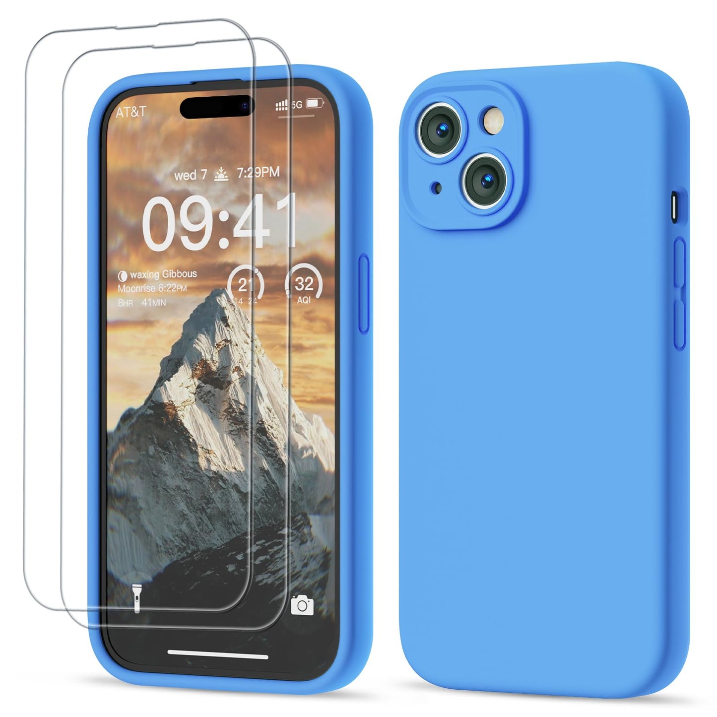 GOODVISH 3 IN 1 for iPhone 16 Case 6.1 inch, Upgraded Camera Protection, 2X HD Screen Protector, Liquid Silicone Anti-Scratch Shockproof Gel Rubber Anti-Fingerprint Phone Case Cover, Stone Grey