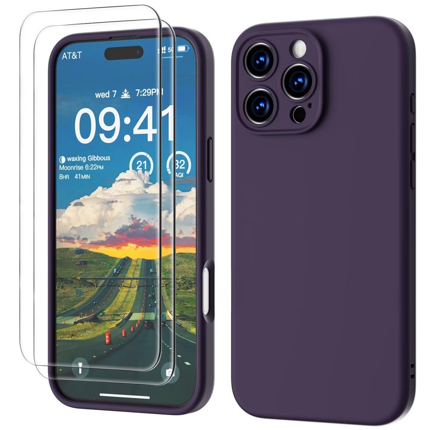GOODVISH 3 IN 1 for iPhone 16 Case 6.1 inch, Upgraded Camera Protection, 2X HD Screen Protector, Liquid Silicone Anti-Scratch Shockproof Gel Rubber Anti-Fingerprint Phone Case Cover, Stone Grey