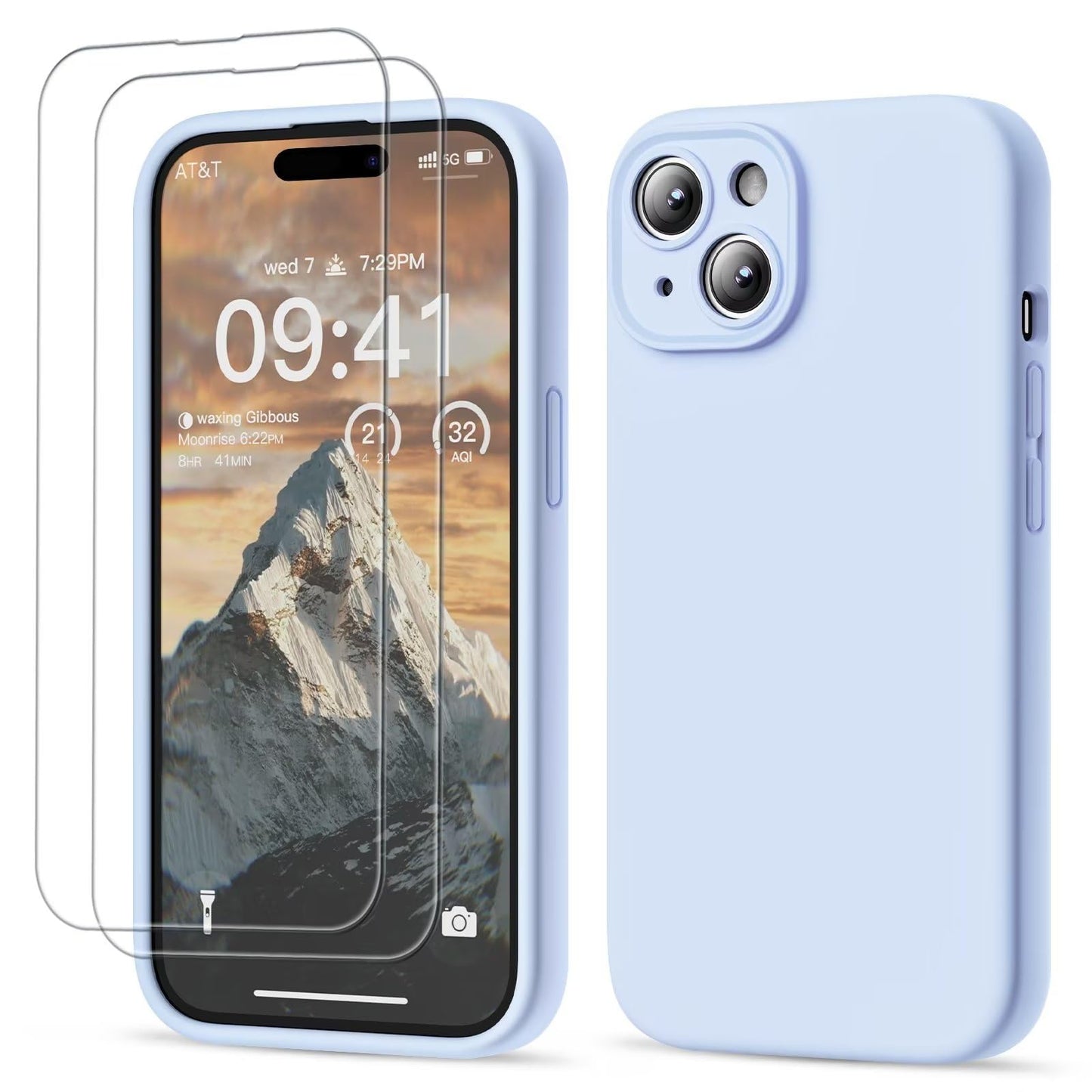 GOODVISH 3 IN 1 for iPhone 16 Case 6.1 inch, Upgraded Camera Protection, 2X HD Screen Protector, Liquid Silicone Anti-Scratch Shockproof Gel Rubber Anti-Fingerprint Phone Case Cover, Stone Grey