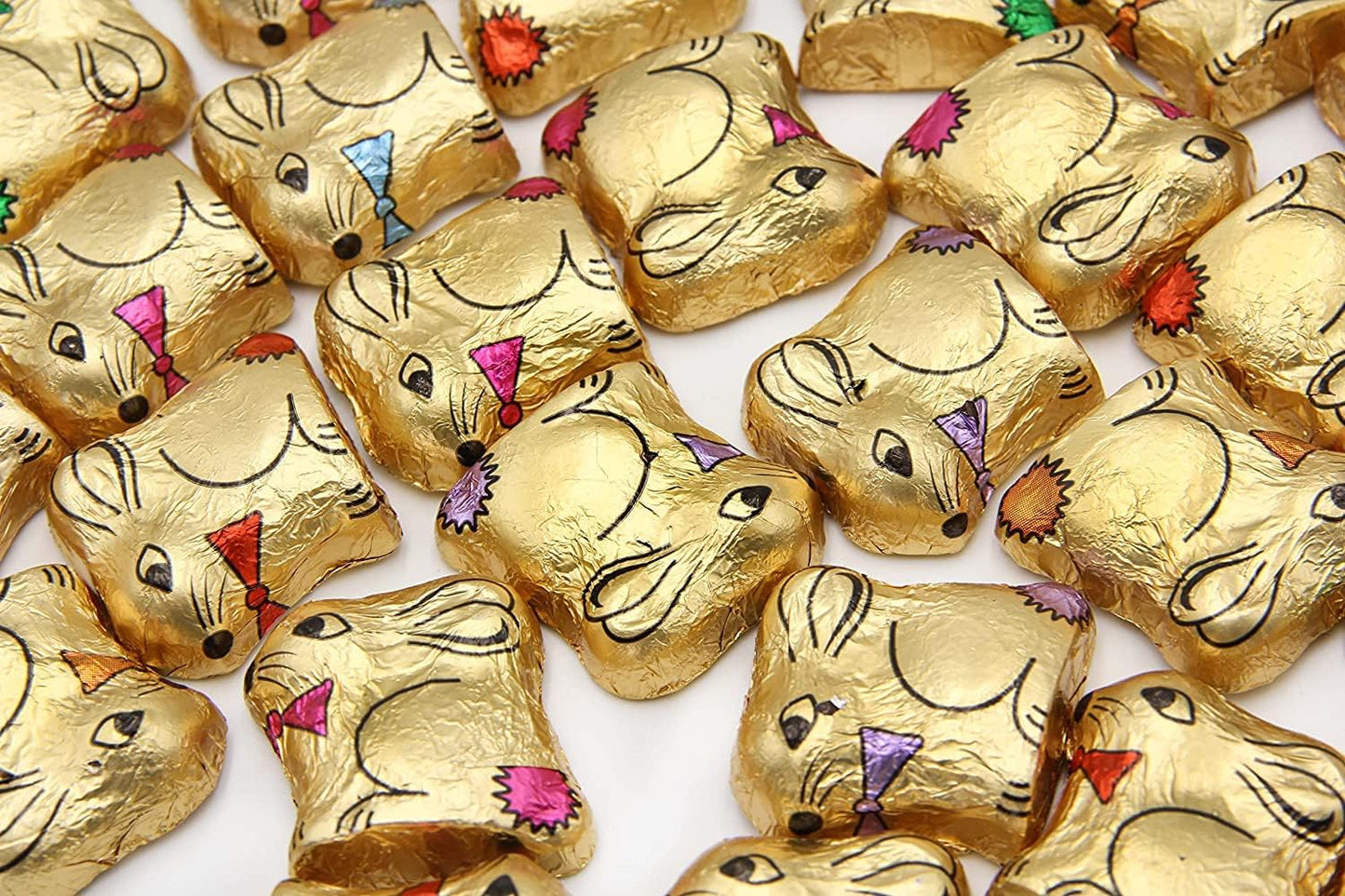 21 x Easter Milk Chocolate Crème Filled Bunnies Foil Easter Gold Bunnies Rabbit Delicious Chocolate Golden Bunnies for Easter Egg Hunts Gifts box for Kids Adult