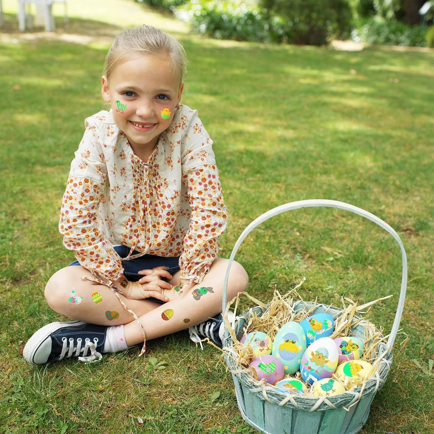 10 Sheets Easter Temporary Tattoos for Kids, Easter Stickers Luminous Fake Tattoos with Bunny Chick Easter Egg Decorations, Waterproof Safety Kids Tattoos for Easter Gifts Party Supplies(Easter)