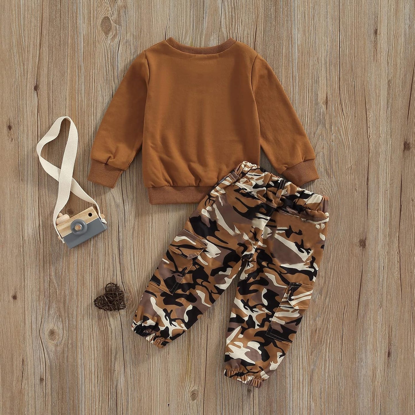 1-6 Years Toddler Baby Girls Fall Clothes Letter Print Long Sleeve Sweatshirt and Stretch Camouflage Pants Set 2 Piece Outfit