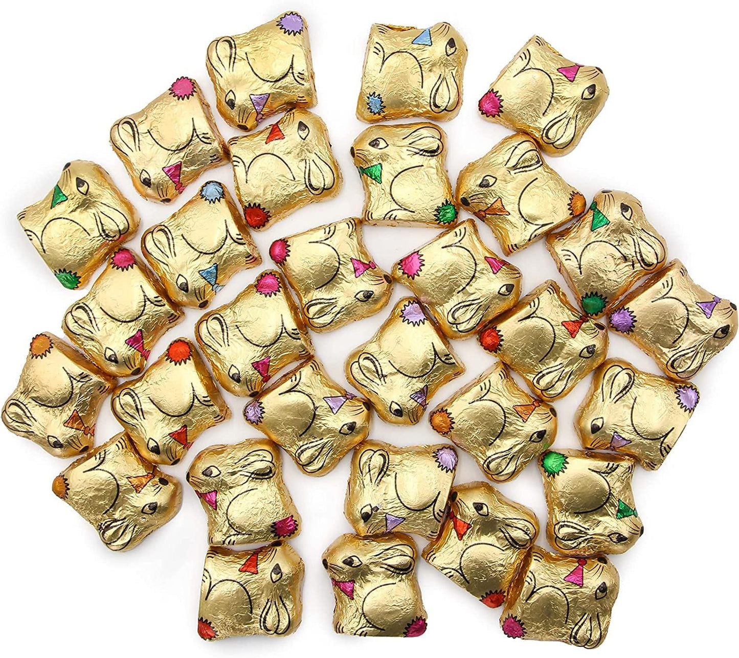 21 x Easter Milk Chocolate Crème Filled Bunnies Foil Easter Gold Bunnies Rabbit Delicious Chocolate Golden Bunnies for Easter Egg Hunts Gifts box for Kids Adult