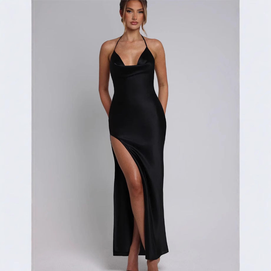 Women's Fashion Personalized Halter Slit Waist Dress
