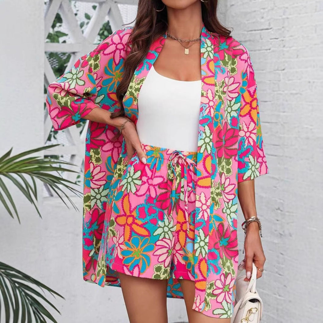 Holiday Floral Two-piece Shirt