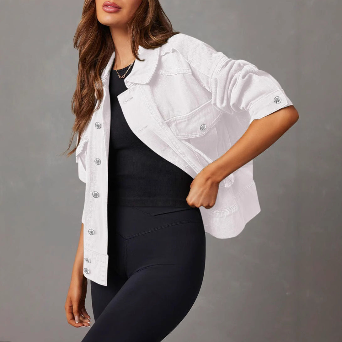 Women's Long-sleeved Hooded Denim Coat