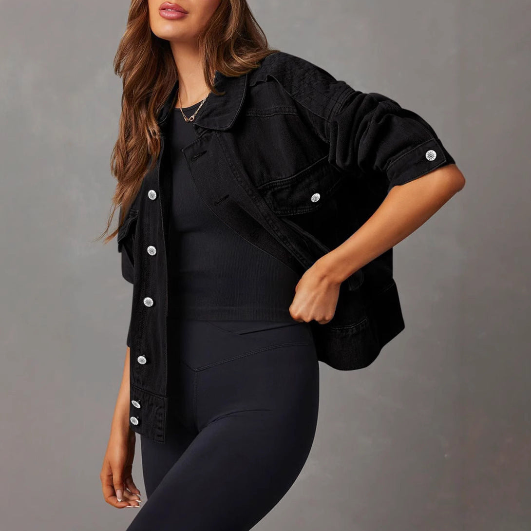 Women's Long-sleeved Hooded Denim Coat