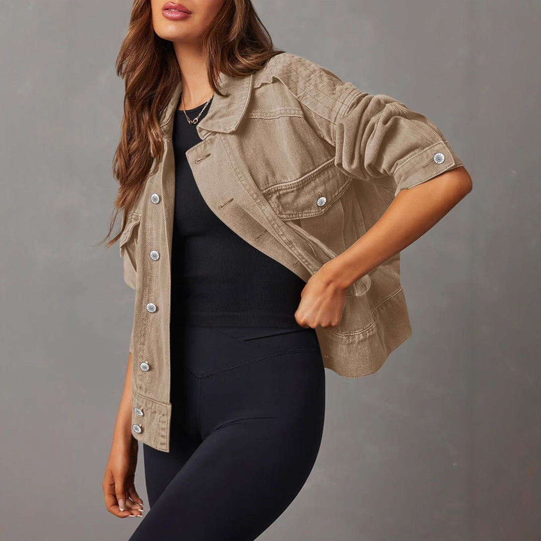 Women's Long-sleeved Hooded Denim Coat