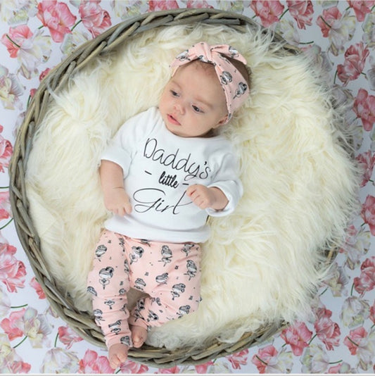 Baby Girl - Daddy's Little Girl T-shirt, Pants, Headband Toddler Clothing Set