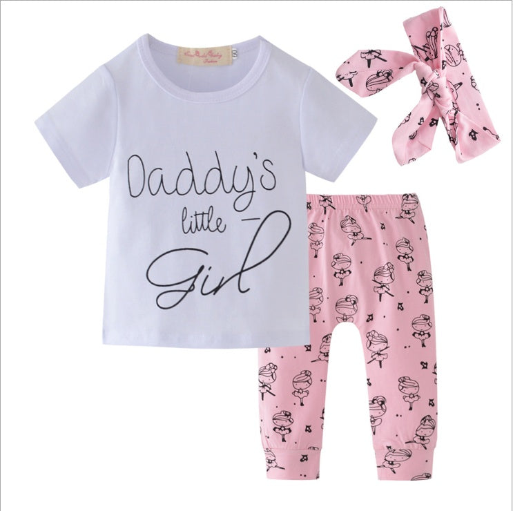 Baby Girl - Daddy's Little Girl T-shirt, Pants, Headband Toddler Clothing Set