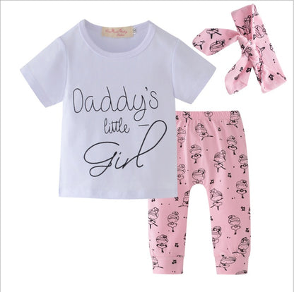 Baby Girl - Daddy's Little Girl T-shirt, Pants, Headband Toddler Clothing Set