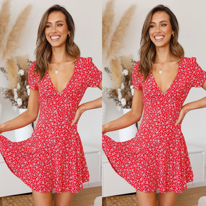 Sexy V-neck Floral Dress