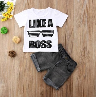 Denim Shorts Two-Piece Set