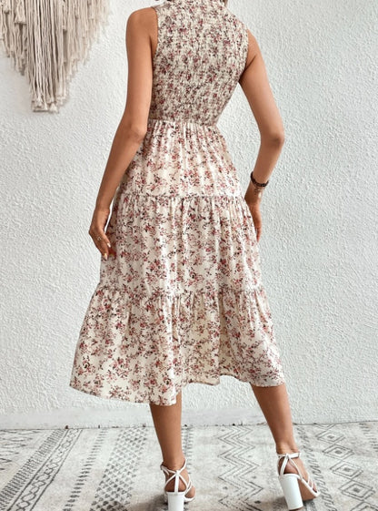 Floral Print Layered Hem Dress Maxi Vacation Beach Outfits Women