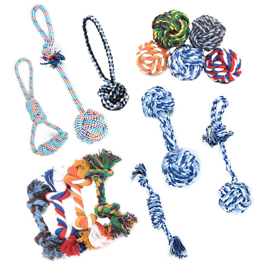 Dog Chew Bite Knot Rope Ball Toy Teeth Cleaning