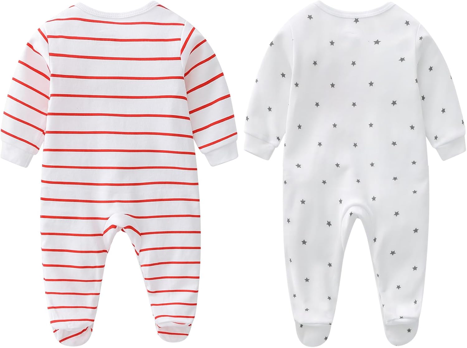 AOMOMO Baby Clothes Newborn Bodysuits I Love Daddy Mummy Romper Set, Cotton Footed Pajamas for Baby Girls and Boys