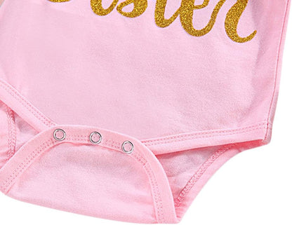 ChYoung Baby Girl Clothes Set Newborn Outfit Little Sister Romper Top and Rose Printed Pant and Headband 3 Pieces