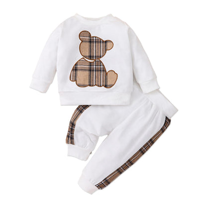 PATPAT Baby Boy Clothes Baby Girl Sweatshirt Pant Sets Newborn Fall Winter Long-sleeve Bear Embroidered Outfit