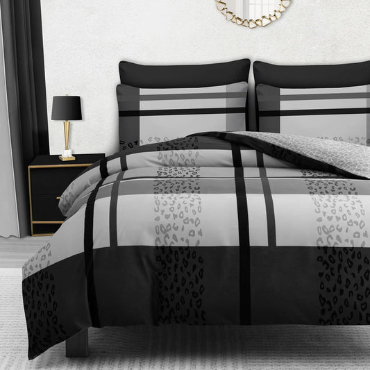 DEKORO Super King Duvet Cover Sets - Reversible Doublesided Duvet Cover - Premium Microfibre - Ultrasoft Durable Bedding Sets Grey