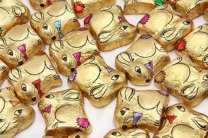 21 x Easter Milk Chocolate Crème Filled Bunnies Foil Easter Gold Bunnies Rabbit Delicious Chocolate Golden Bunnies for Easter Egg Hunts Gifts box for Kids Adult
