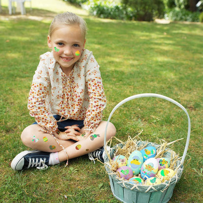 10 Sheets Easter Temporary Tattoos for Kids, Easter Stickers Luminous Fake Tattoos with Bunny Chick Easter Egg Decorations, Waterproof Safety Kids Tattoos for Easter Gifts Party Supplies(Easter)