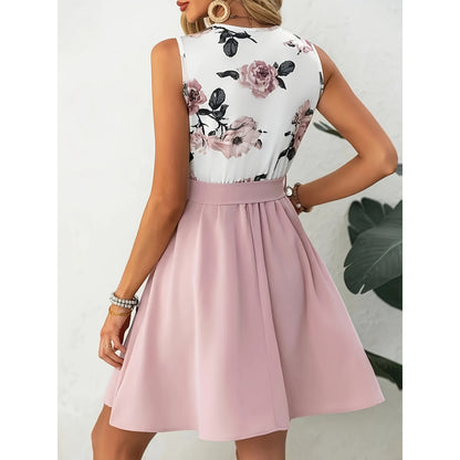 V-neck Sleeveless Dress With Belt
