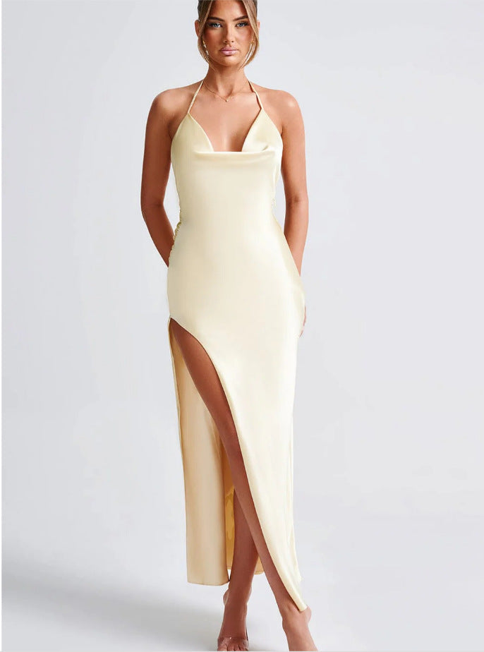 Women's Fashion Personalized Halter Slit Waist Dress